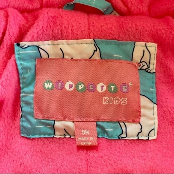 WIPPETTE Infant Hooded Snowsuit Turquoise/Pink Polar Bear Infant Size 9M NWOT - Picture 10 of 12